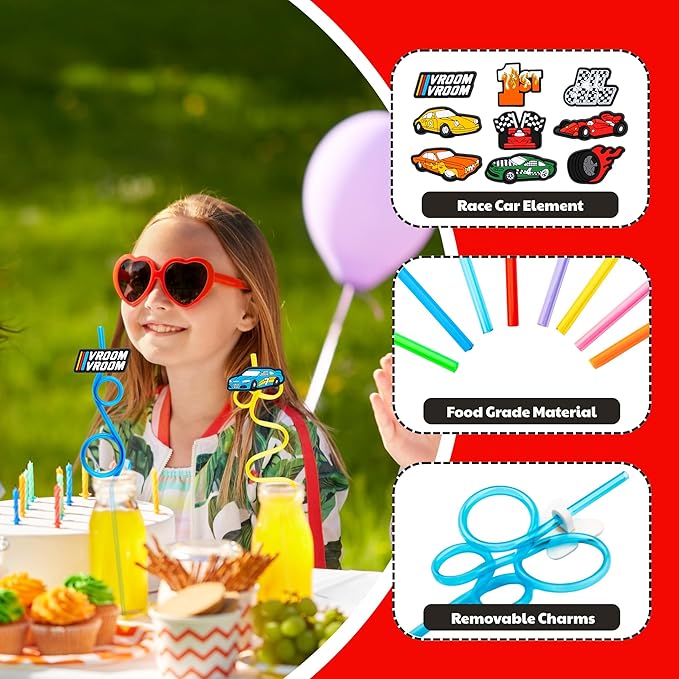 24 PCS Race Car Drinking Crazy Straws - Image 3