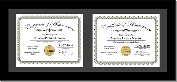 Creative Picture Frames 10X24Bk-B Black Horizontal Double Diploma Frame by CreativePictureFrames