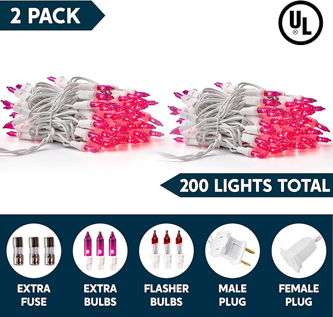 Joiedomi Christmas String Lights Indoor, 200 Mini Pink Light, 42.8 FT Lighting - Image 2