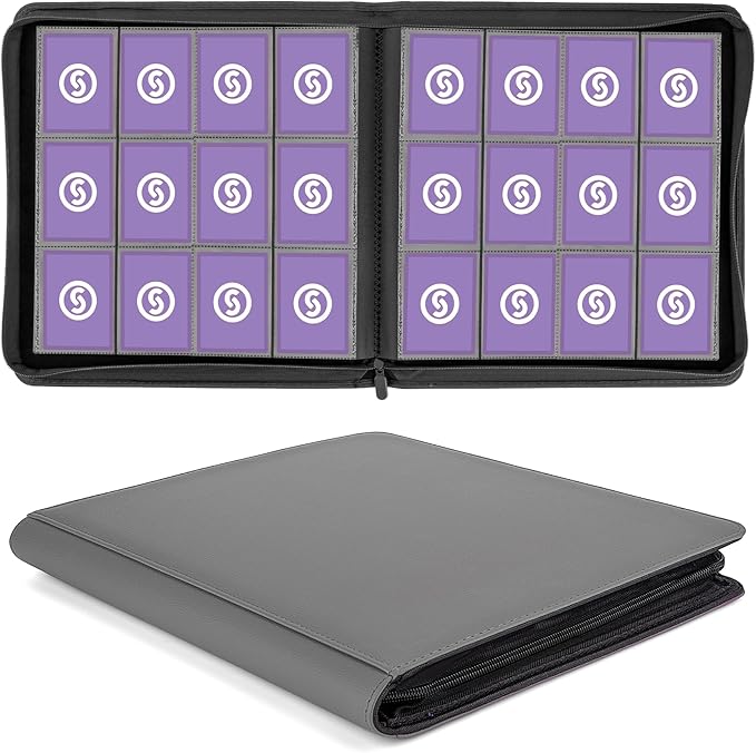 SMYV 12 Pocket Trading Card Binder, Premium PU Cover Card Binder by SMYV