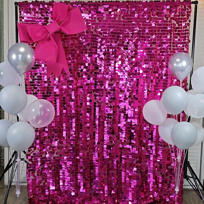 Hot Pink Square Sequin Backdrop 8ft * 8ft 1 Panel, Shimmer Wall Backdrop - Image 4