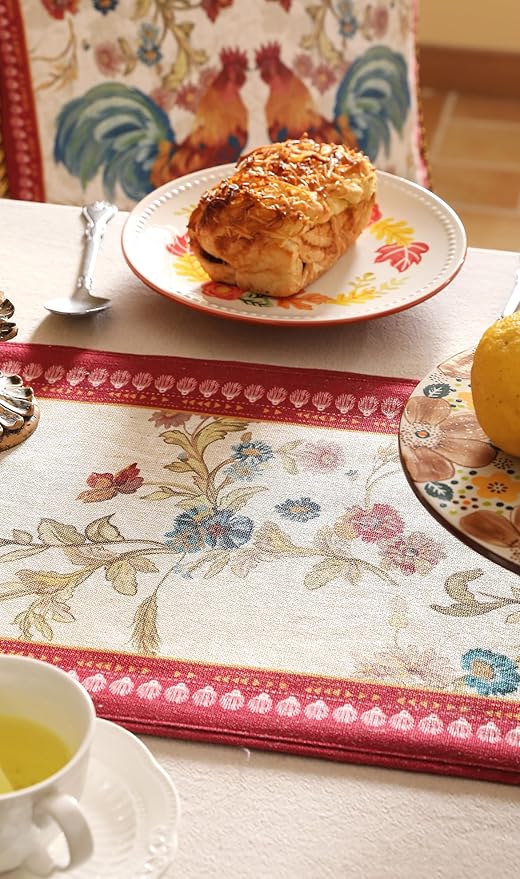 patdrea Designer Farmhouse Linen Table Runner, Rustic Cottage Mauve - Image 9