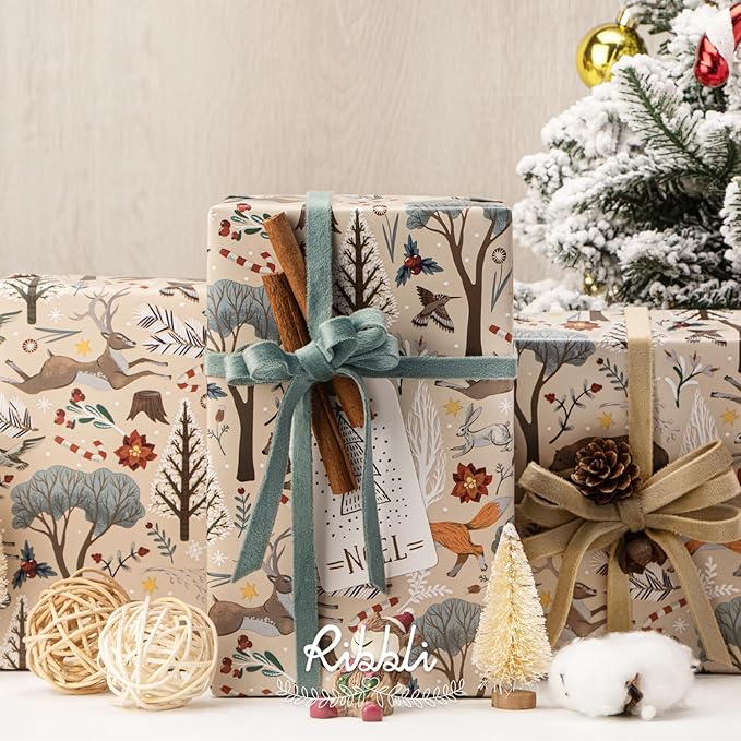 Ribbli Christmas Wrapping Paper Rolls, Mini Roll-17 Inch x 33 Feet-Christmas - Image 5