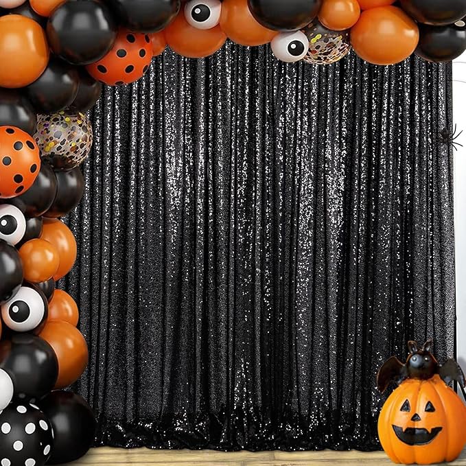 ShinyBeauty Black Sequin-Backdrop-20FTx10FT Sequins Fabric Backdrops by ShinyBeauty