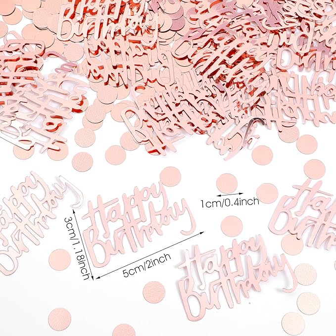 300pcs Rose Gold Happy Birthday Confetti - Image 3
