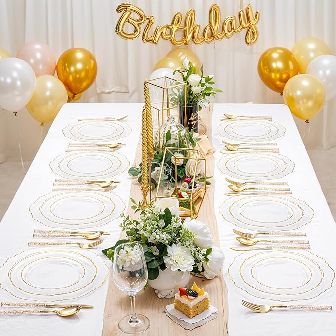 Liacere 150PCS Clear Gold Plastic Plates - Image 4