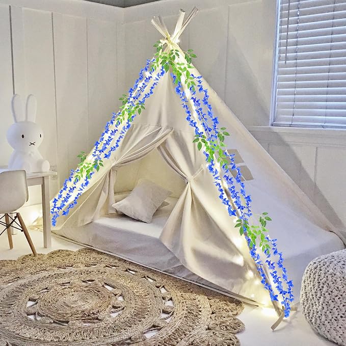 5 Pack Royal Blue Wisteria Hanging Flowers, 3.44 Ft Fake Hanging Flowers - Image 4