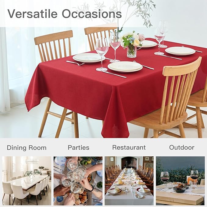 maxmill Linen Texture Tablecloth Stain Resistant Waterproof Wrinkle Free - Image 9