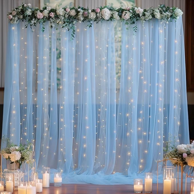 10x10 Blue Tulle Backdrop Curtains - Image 3