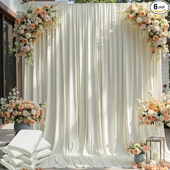 30×12ft Wrinkle Free Ivory Backdrop Curtain by ENJOYYOURPARTY