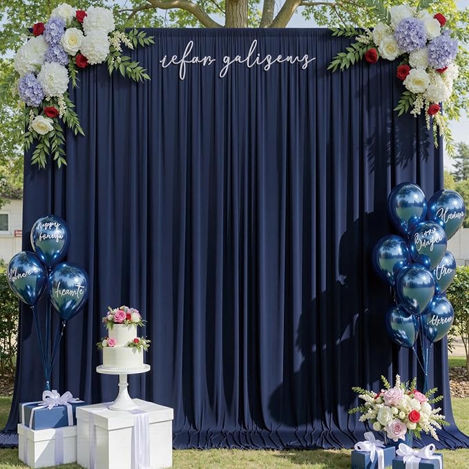10x10ft Wrinkle Free Navy Blue Backdrop Curtains by CO-AVE