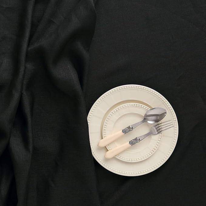 Solino Home Linen Black Tablecloth 60 x 132 Inch - Image 3