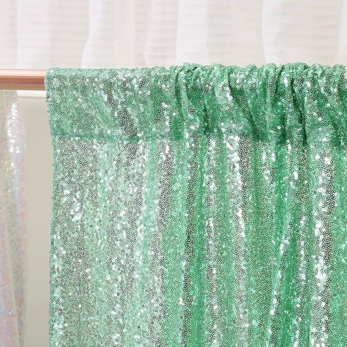 Poise3EHome Mint Green Sequin Backdrop, 10Ft x 10Ft Glitter Photography - Image 3