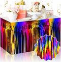 3 Pack Rainbow Foil Fringe Table Skirts Metallic Tinsel Streamers Garland by LANTIANCHEN
