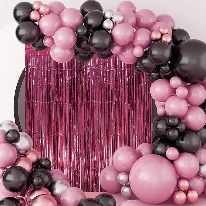 2 Pack Burgundy Foil Fringe Backdrop Curtains, Tinsel Streamers Party - Image 7