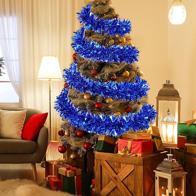 72 Feet Christmas Tinsel Garland Shiny Metallic Tinsel Twist Garland Streamers - Image 3