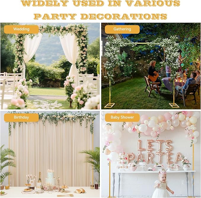 Wedding Arch Backdrop Stand Square 8.2FT Heavy Duty Metal Frame, Balloon Arch - Image 8