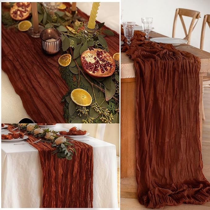 6 Pack Terracotta Cheesecloth Table Runner 10FT Boho Rustic Cheese Cloth Table - Image 6
