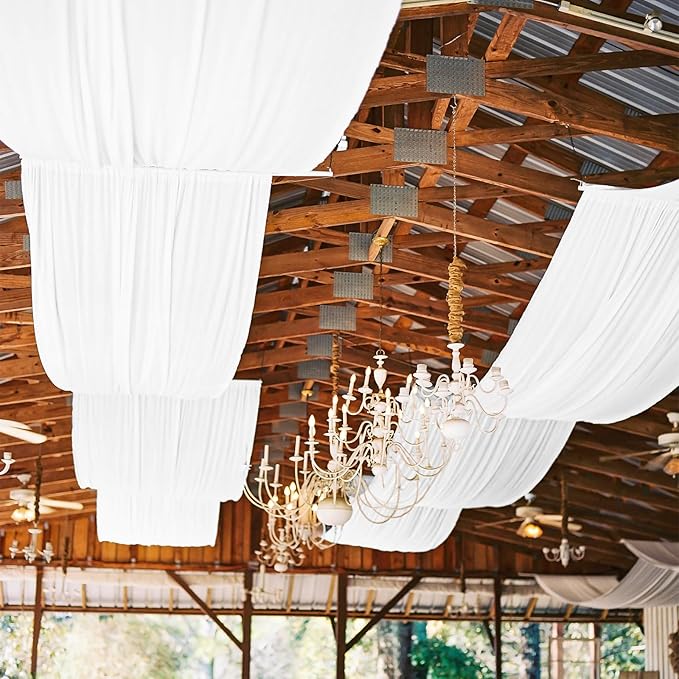 6 Panel White Wedding Drapes, 5ftx10ft Cheesecloth Sheer Fabric Curtains by REWOMC