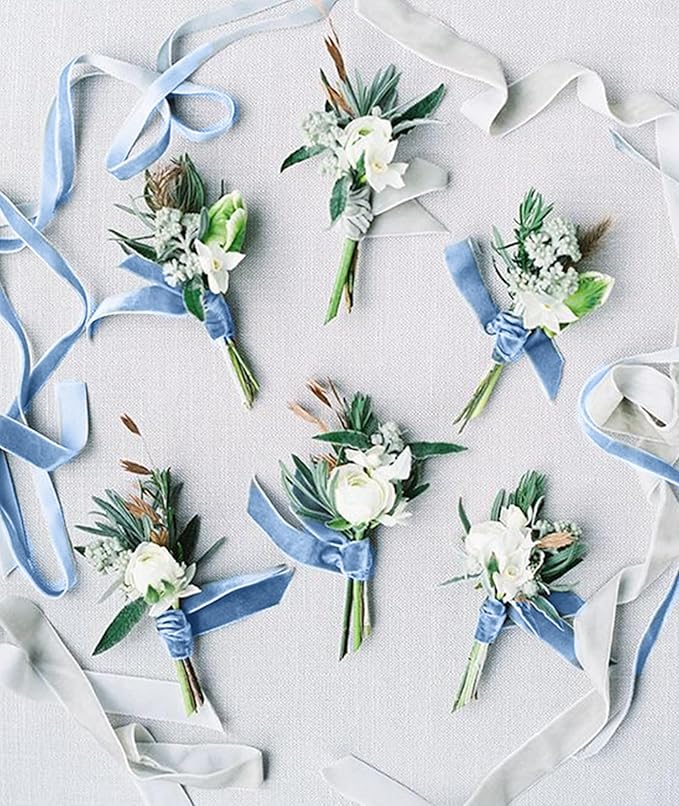 Light Blue Velvet Ribbon 5/8'' 25 Yards - Image 5