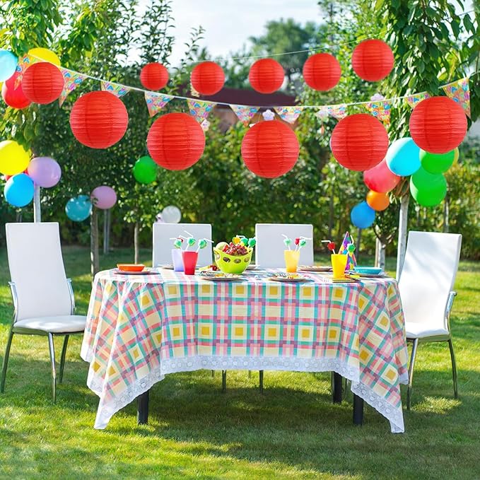 12Pcs Round Paper Lanterns Assorted Sizes - Image 7