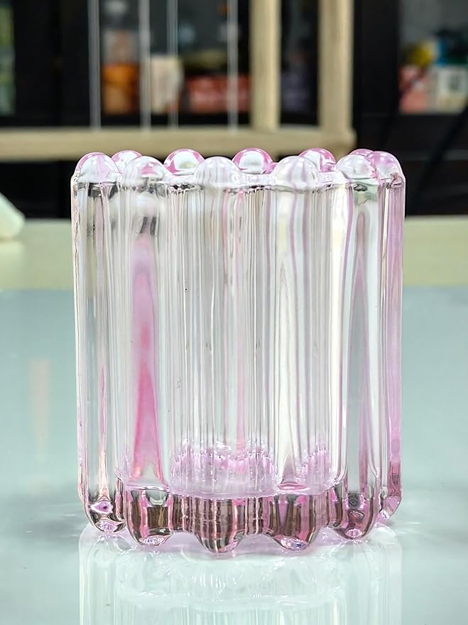 GOLDEAL 12Pcs Pink Glass Votive Candle Holders Tealight Holders Decorative - Image 3