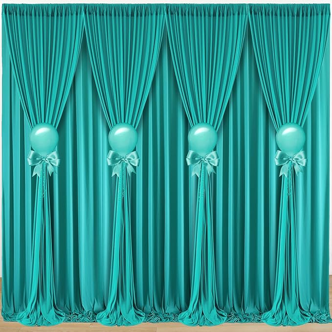 10 ft x 40 ft WWrinkle Free Turquoise Backdrop Curtain by Outpain