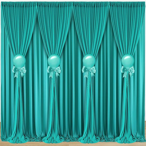 10 ft x 40 ft WWrinkle Free Turquoise Backdrop Curtain by Outpain