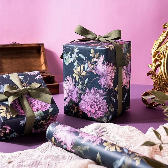 WRAPAHOLIC Kraft Floral Wrapping Paper Roll - Image 4