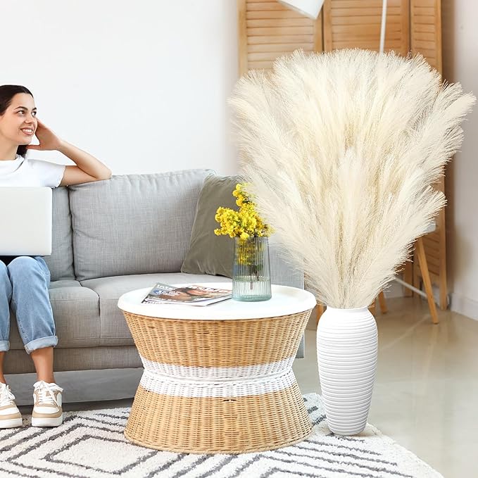 Zeyune 10 Pcs 71'' Large Faux Pampas Grass Decor Tall Artificial Pompous Grass - Image 5