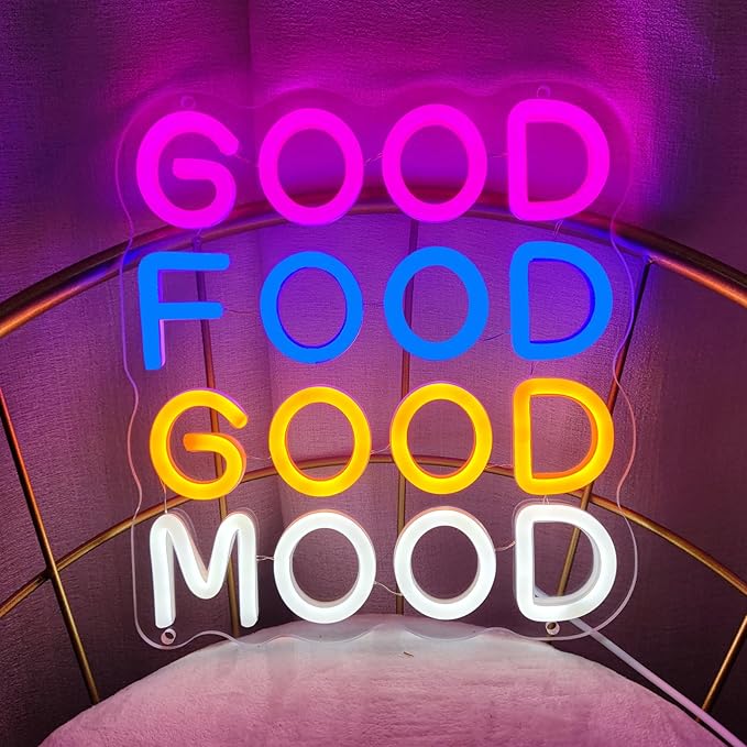 Good Food Good Mood Neon Signs for Wall Decor, Food Neon Sign Mood Neon Light - Image 2