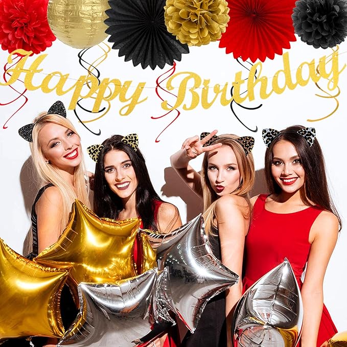 Red-Black Gold Casino-Theme Birthday Party-Decorations - Image 6