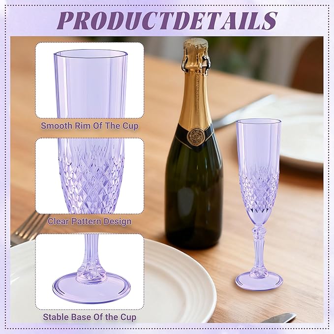 Plastic Champagne Flutes, for Weddings Bachelor Parties Toasting and Events - Image 6