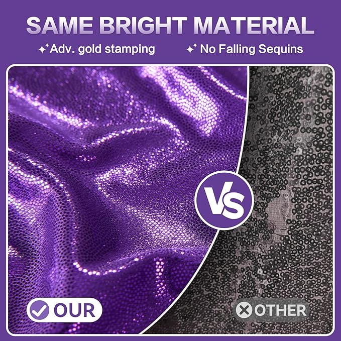 gogoparti 20x10FT Purple Sequin Backdrop Curtain - Image 2