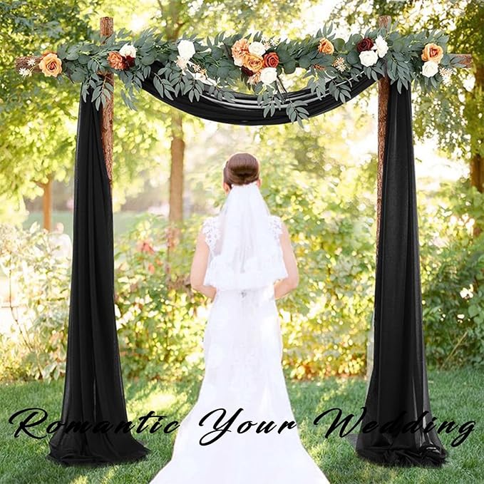 20Ft Length x 28" Width 4 Panels Wedding Arch Draping Fabric Black Arch Drapes - Image 8