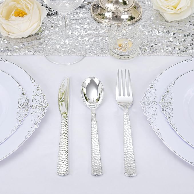 300Pieces Silver Plastic Silverware - Image 5