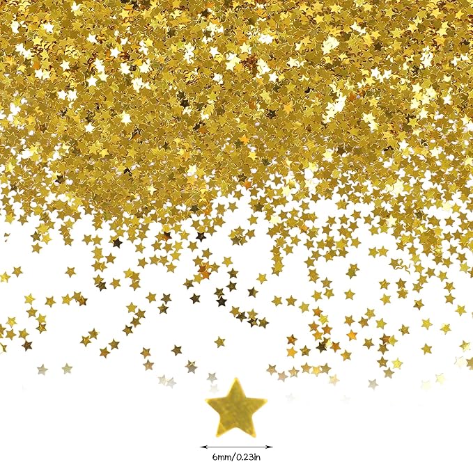 STEFORD 150g Gold Star Confetti, 6mm Glitter Stars Shiny Gold Table Confetti - Image 3