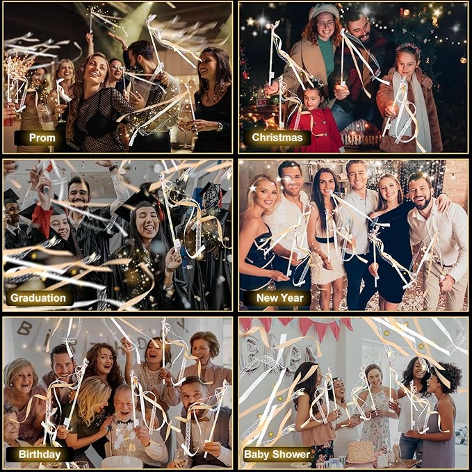 58 PCS Wedding Wands with Lights, Fairy Wands, LED Silk Fairy Wand with Bells - Image 7