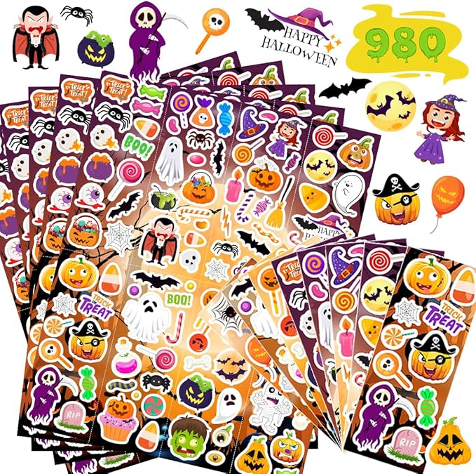 Halloween Stickers 980Pcs Assorted Halloween Stickers by SWARKOL