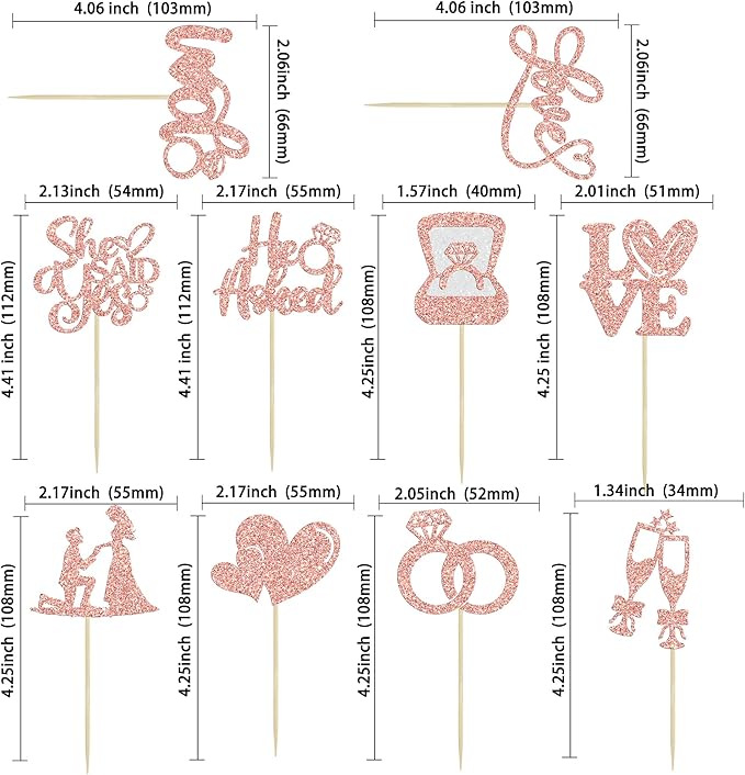 Ephlyn 30Pcs He Asked She Said Yes Cupcake Toppers Glitter Engagement Cupcake - Image 2