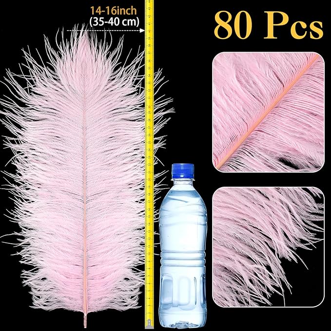 80 Pcs Large Natural Ostrich Feathers Plumes 14-16 Inch Bulk - Image 2