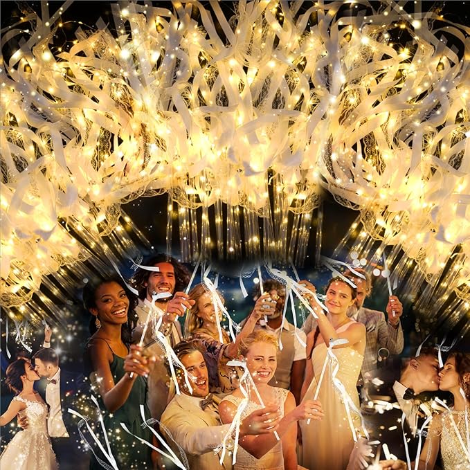 28PCS Light up Wands for wedding, Wedding Wands Streamers by GlowPartySupplies