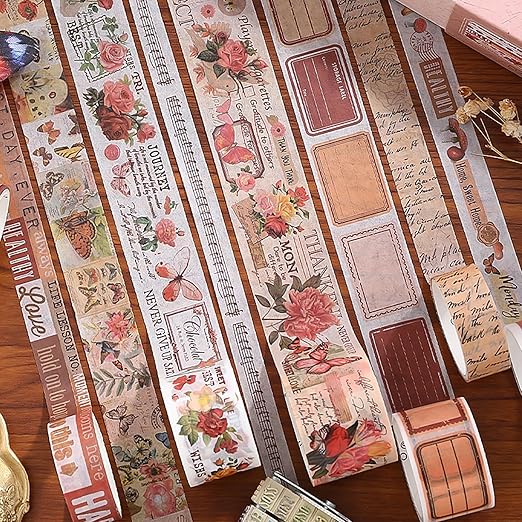18 Rolls Washi Tape Set for Crafts and Journaling DIY Vintage Floral Tape - Image 6