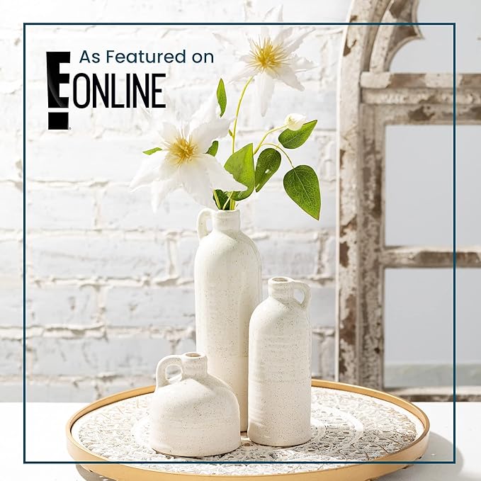 Sullivans Modern Farmhouse Distressed Two-Toned White Small Ceramic Jug Set of - Image 7