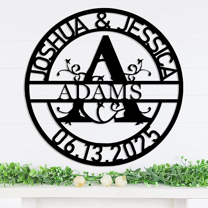 Personalized Metal Name Signs, Split Letter Monogram Wall Decor, Custom Last - Image 2