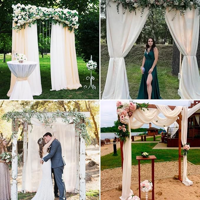 6 Panels Ivory Wedding Arch Drapery 28" x 20Ft Wedding Arch Draping Fabric - Image 6