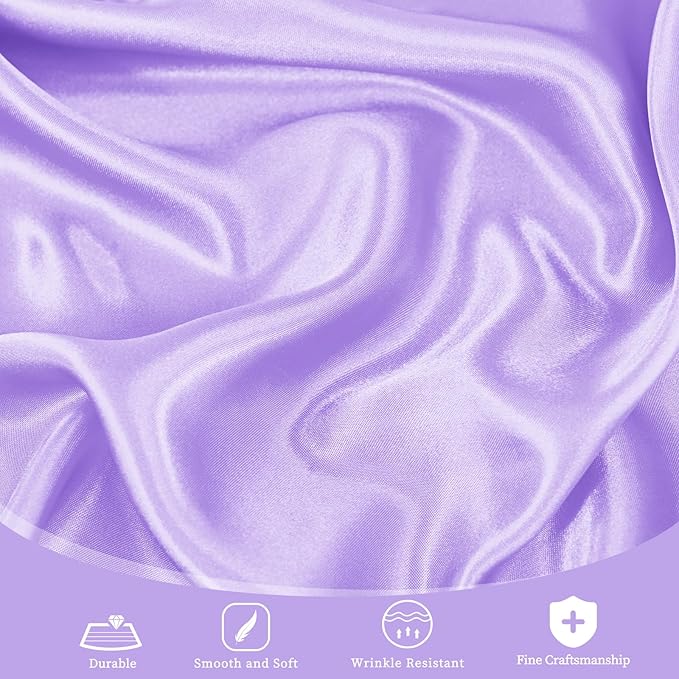 fani 12 Pack 120 Inch Lavender Satin Tablecloth - Image 4
