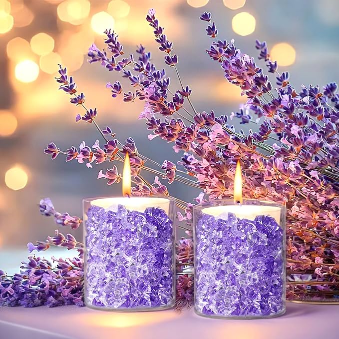 DomeStar 150PCS Fake Ice, Vase Filler Purple Fake Diamonds Plastic Clear Gems - Image 3