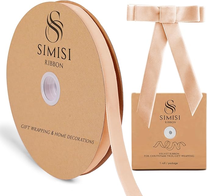 Champagne Velvet Ribbon 5/8'' 25 Yards by SIMISIRIBBON