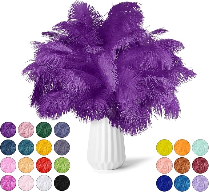 NEWONG 30pcs Purple Ostrich Feathers Natural Bulk 11-14inch Vase Craft Wedding by NEWONG